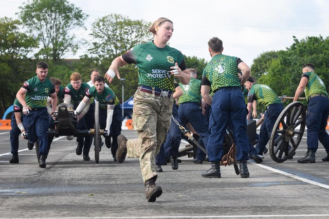 HMS Collingwood held its annual Open Day featuring the Brickwood's Field Gun competition. Visitors were not only treated to a variety of events but were able to tour some of the training facilities at the Establishment. Also there was a fair, entertainment trade, charity and military stands. The field gun completion was won HMS Seahawk for the third consecutive time.Picture: HMS Collingwood A crew.