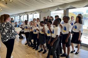 Youngsters from St John’s and St Edmund’s Catholic Schools in Portsmouth, perform during a reception held at The Houses of Parliament hosted by Portsmouth MP Stephen Morgan for the launch of The Mary Rose Trust's new legacy programme