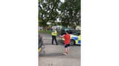 Jacob-Kanu Smith gets a birthday card from Havant police officers. Picture: Hayley Smith