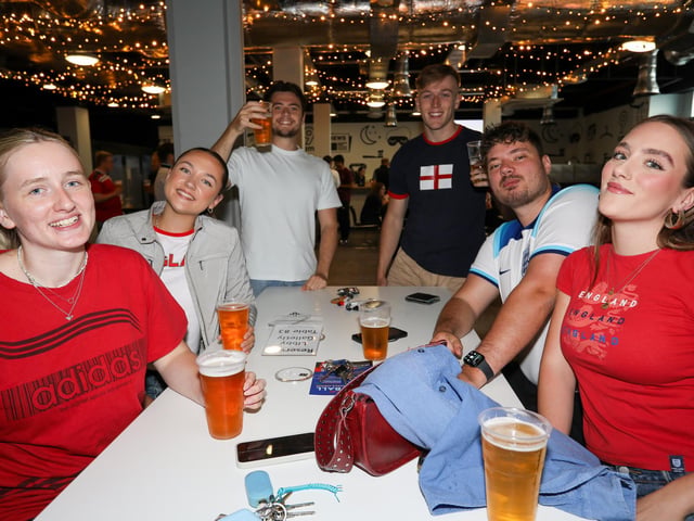 Fans watch Netherlands v England, UEFA Euros 2024 semi-final played in Dortmund, at Village Hotel, Lakeshore Drive, Cosham
Picture: Chris Moorhouse (100724-030)