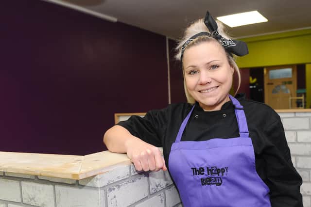 Sarah Lakey (40), owner of The Happy Bean vegan takeaway in Stoke Road, Gosport, which opened on Monday, February 1, 2021.Picture: Sarah Standing (080221-2491)