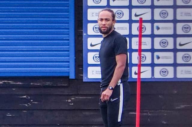 Marcus Harness is among the Pompey players who have observed social distancing at their training ground. Picture: Habibur Rahman