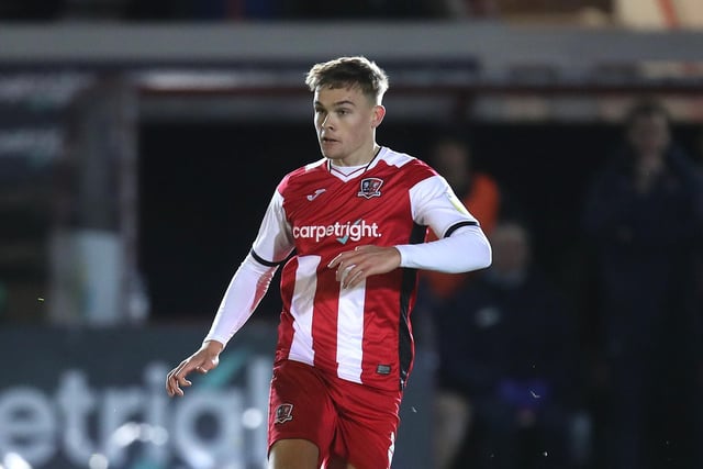 Club: Exeter; Age: 22; Appearances: 34; Goals: 0; Assists: 7; WhoScored rating: 6.99
