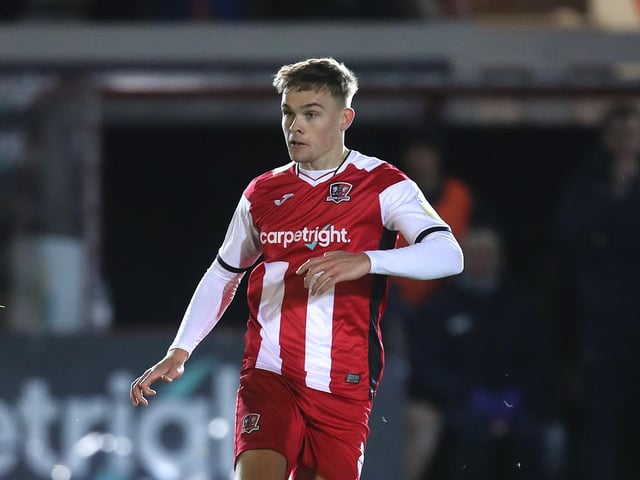Club: Exeter; Age: 22; Appearances: 34; Goals: 0; Assists: 7; WhoScored rating: 6.99