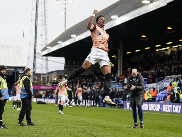 Kusini Yengi's winner at Peterborough gave Pompey a huge boost in their League One title push in March 2024. Picture: Jason Brown/ProSportsImages