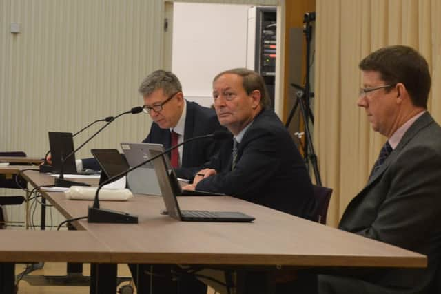 Hampshire County Council leader Cllr Keith Mans, middle, at a cabinet meeting in Winchester. Picture: David George