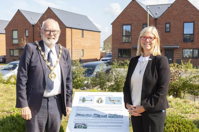 Mayor Gosport Mark Hook and Helen Bunch from Wates