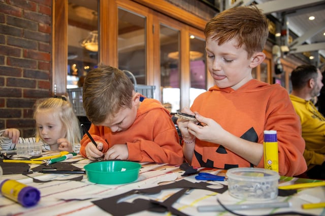 People flocked to Port Solent on Thursday to enjoy the half term entertainment, including arts and craft, face painting and magic shows.

Pictured - Mila, 3, Cooper, 4 and Colby, 6 enjoying the Creation Station

Photos by Alex Shute