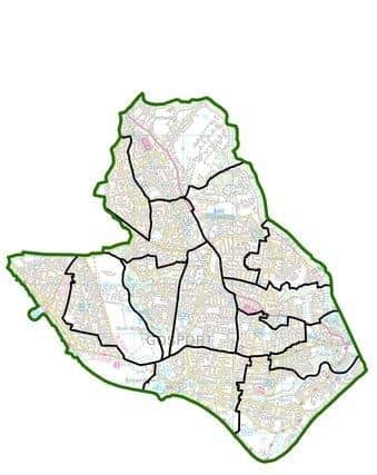 The new map of Gosport Borough Council's electoral wards that has been drawn up by the Boundary Commission