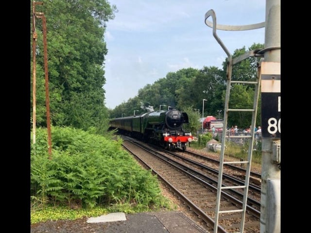 The Flying Scotsman at Swanwick station, where it stopped to be watered