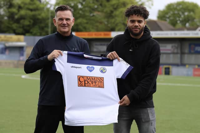 New Hawks signing Josh Passley, right, with manager Paul Doswell. Picture: Kieron Louloudis