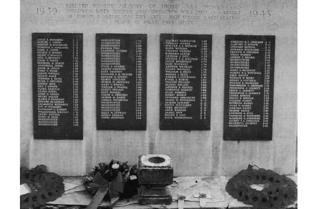 The memorial to Portsmouth's civilian war dead at Kingston Cemetery.  Picture: Bob Hind.