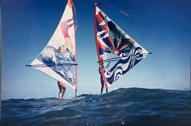 Lisa Furlong painted more than half a dozen windsurfing sails to sell and fund her passion. Picture: Jamie Furlong