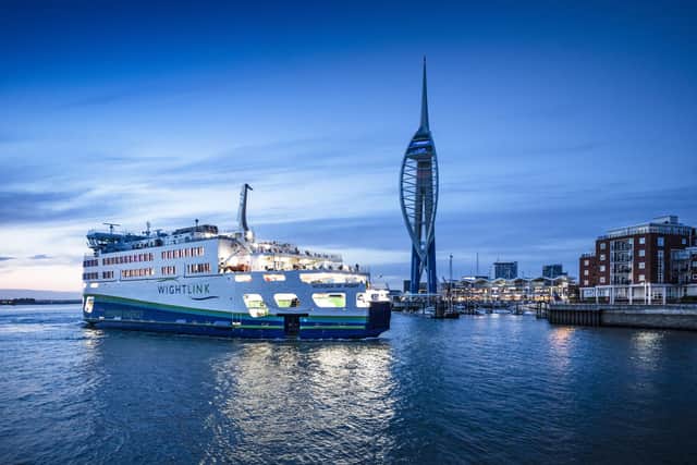 Wightlink’s new flagship, ‘Victoria of Wight’, pictured leaving Portsmouth. Photo: Mindworks Marketing