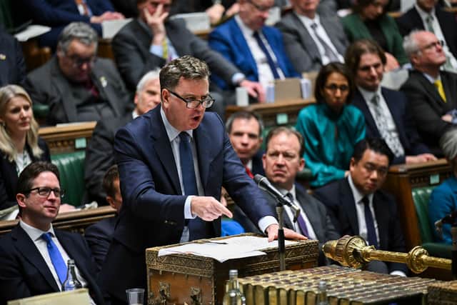 Alan Mak MP (front right) watches as Shadow Chancellor Mel Stride responds to the Spring Statement