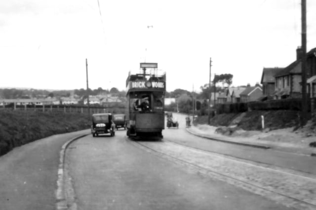 Tram car on the London Road heading south pre-1935. A tram from Horndean heads south along the A3 London Road by the junction of Mill Road. Picture: Barry Cox collection.