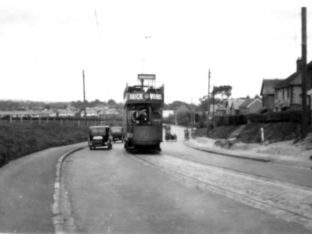 Tram car on the London Road heading south pre-1935. A tram from Horndean heads south along the A3 London Road by the junction of Mill Road. Picture: Barry Cox collection.