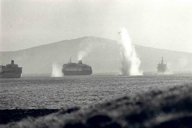 'Bomb Alley' during the Falklands War as  MV Norland is attacked in San Carlos waters