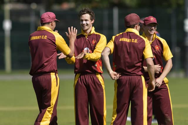 Steve Matthews, second left, took four wickets as Havant 2nds defeated St Cross 3rds in the Hampshire League. Picture: Neil Marshall