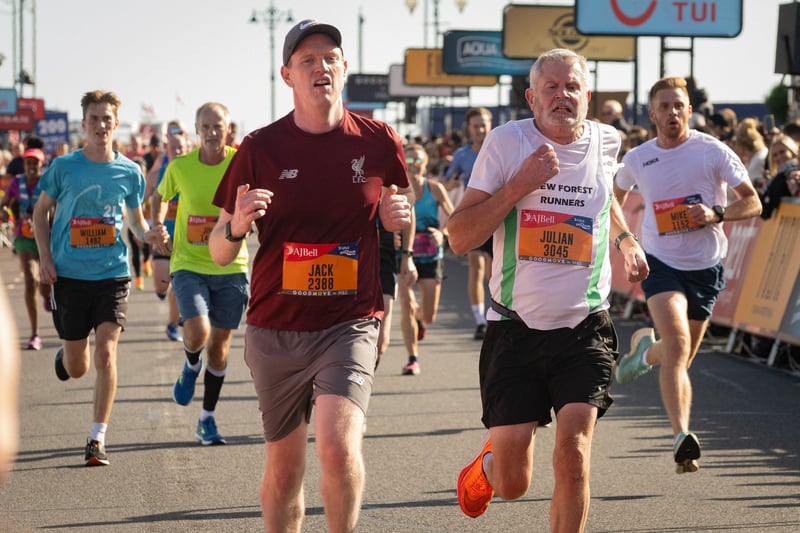 Pictured is: Runners cross the line to finish

Picture: Keith Woodland (151021-688)