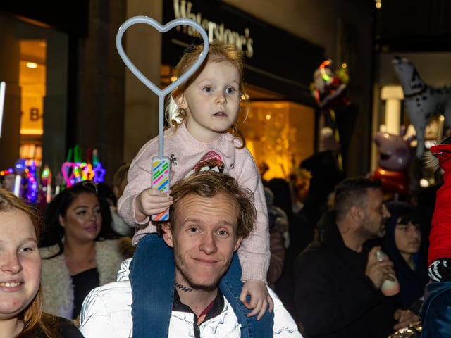 Hundreds of residents descended on Commercial Road to watch local dance troops and celebrities come together to turn on the Christmas lights.
Pictured - Youngsters enjoying the entertainment
Photos by Alex Shute