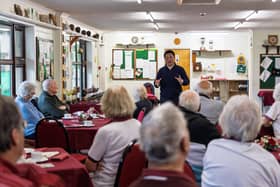 Alan Mak MP talks to members of Purbrook Heath Bowls Club
