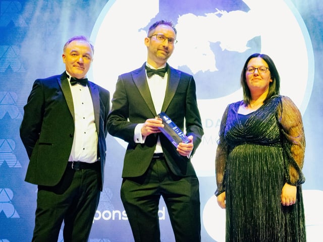 David Williams, head of marketing, Wightlink Ferries with Visitor Attraction/Event of the Year winners The D Day Story.  Picture: Keith Woodland (270321-140)