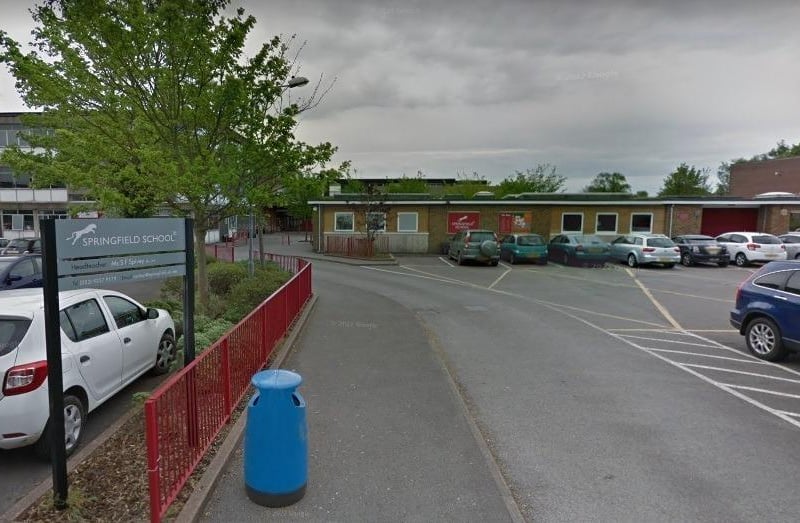 Data has shown that 42.7% of students achieved a grade 5 or above in English and maths in their GCSE's at Springfield School, Portsmouth. The school also has a Progress 8 score of -0.5 which is average. Photo credit: Google Street View