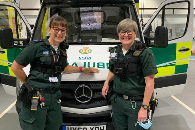 Paramedics Justy Sayer and Emma Church. Pic Scas.