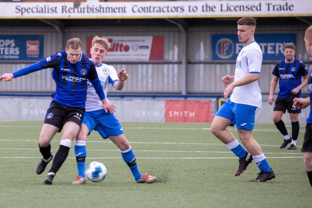 Clanfield's Olly Long, left, v Andover New Street Swifts. Picture by Alex Shute