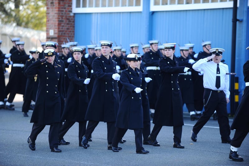 Royal Navy drill and preparations for the National Service of Remembrance at HMS Excellent in Portsmouth, on Friday, November 3. Picture: Sarah Standing (031123-2461)