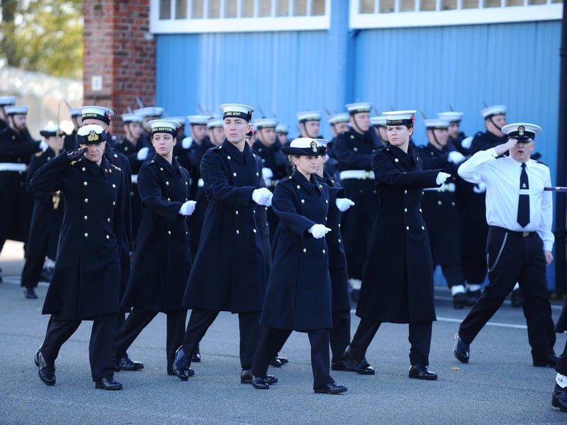 Royal Navy drill and preparations for the National Service of Remembrance at HMS Excellent in Portsmouth, on Friday, November 3. Picture: Sarah Standing (031123-2461)
