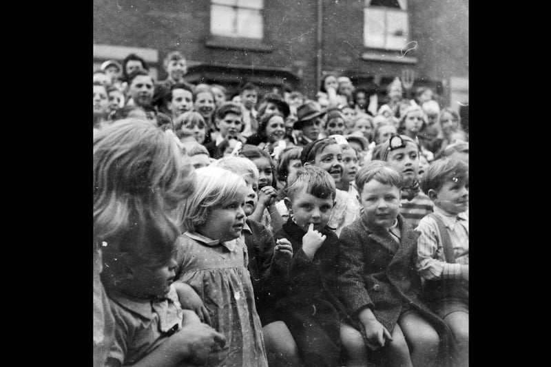Children at the VE Day street party in Stanley Road, Stamshaw