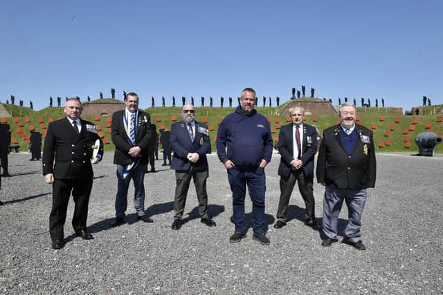 From left, veterans Mark Edwards, Barrie Jones, John Galway, Dan Barton, founder of Standing With Giants, David Atkinson and Joe Erskine.
Picture: Sarah Standing (200423-2214)