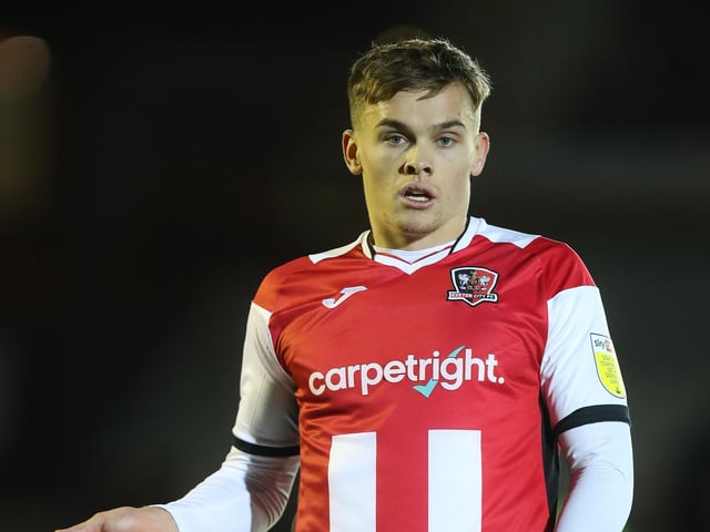 Club: Exeter; Age: 23; Position: Midfielder; Appearances: 37; Goals scored: 4; Assists: 2; WhoScored rating: 6.90.