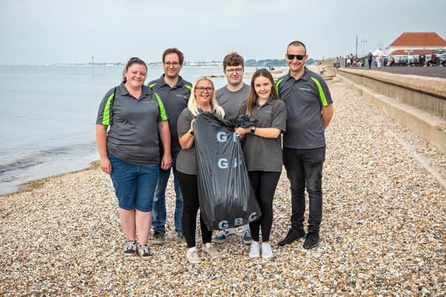 Holly Saas, 34, Mazz Saas, 39, Karen Harris, 40, Harry Collins, 19, Chloe Borsley, 19 and ops manager Rob Jordan, 29, all from Green Fox cleaning. Picture: Mike Cooter (040921)
