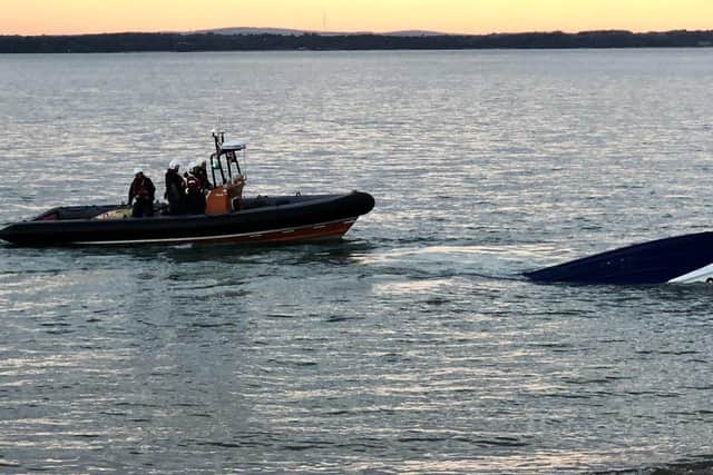 Two people were rescued from a boat sinking in the Solent.Picture: Hillhead Coastguard Rescue Team 