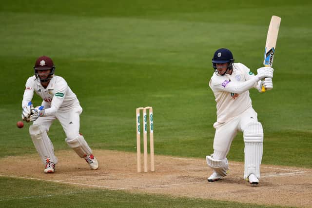Sam Northeast in Championship action against Surrey at The Kia Oval in April 2018. Photo by Justin Setterfield/Getty Images.