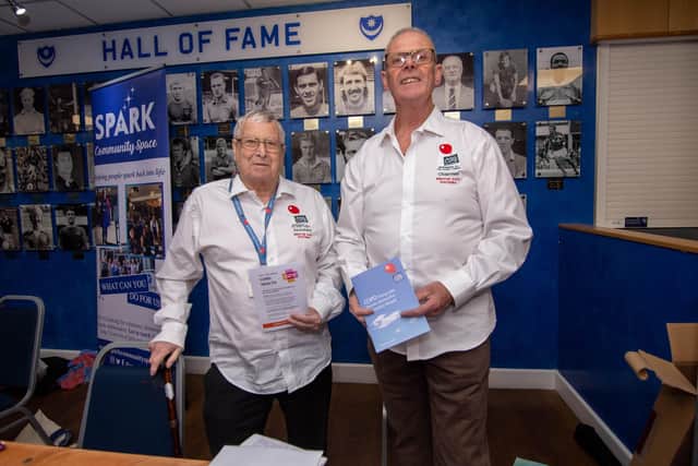 Health and wellbeing fayre at Fratton Park, Portsmouth on Friday 29th April 2022

Pictured: Arthur Harmer and Paul Lipscombe of Lung Health

Picture: Habibur Rahman