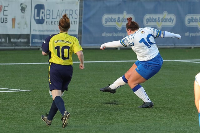 Chloe Dark scores Hawks' opener. Picture by Dave Haines