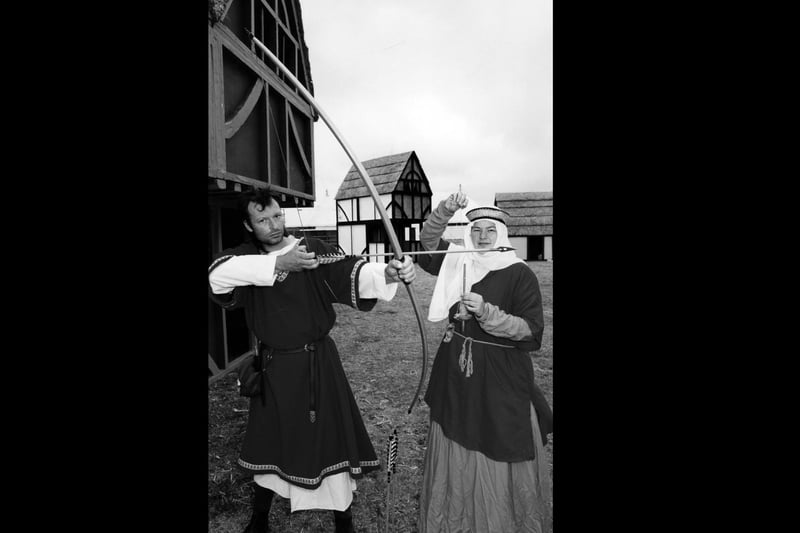 Actors Allan Strong and Sue Quadling portraying the period around 1194 for the Southsea Show Portsmouth 800 theme, 1994. The News PP5088
