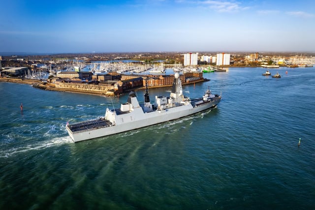 HMS Dauntless arriving back into Portsmouth.

Pictured - HMS Dauntless 

Photo by Alex Shute