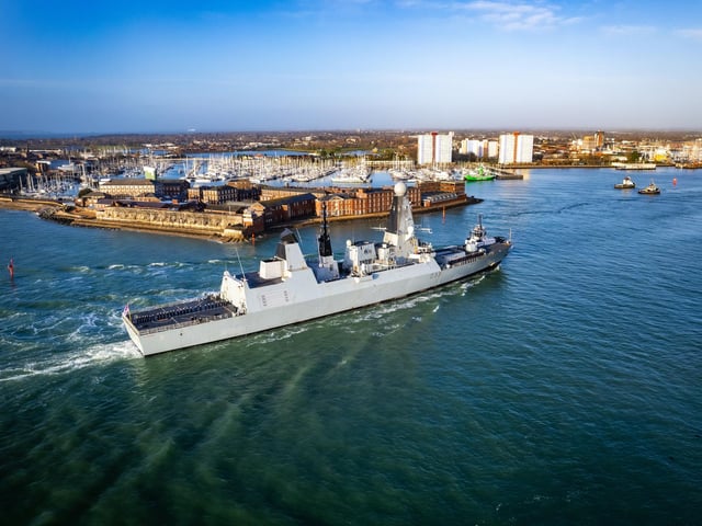 HMS Dauntless arriving back into Portsmouth.

Pictured - HMS Dauntless 

Photo by Alex Shute