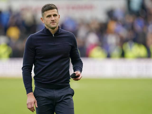 Portsmouth boss John Mousinho at Derby County today. Pic: Jason Brown.