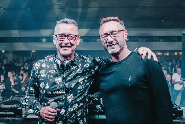 Jeff Powell (left) with Mike Jupp at the Paradise Club Reunion in November 2019, at The Pyramids, Southsea. 