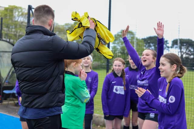 Year 7s taking part in a University of Chichester football tournament to win the Sharpie Cup.