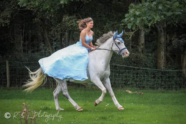 Bonnie Tyler, 16 from Leigh Park, with her horse Blue. Picture by R & L Photography