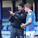 Andy Cannon, right, with Pompey boss Danny Cowley
