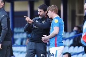 Andy Cannon, right, with Pompey boss Danny Cowley