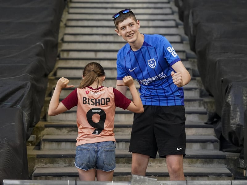 These Pompey fans show their support for Colby Bishop.